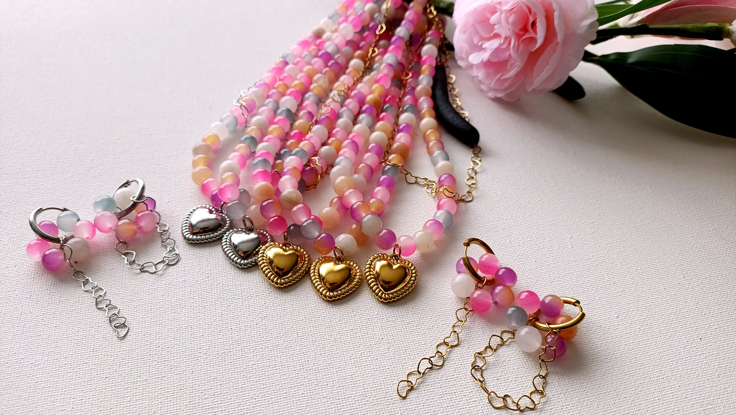 Collier Irina / Création de collier, Acier inoxydable, perles de verre