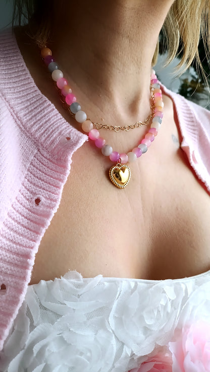 Collier Irina / Création de collier, Acier inoxydable, perles de verre