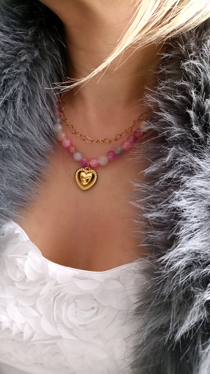 Collier Irina / Création de collier, Acier inoxydable, perles de verre