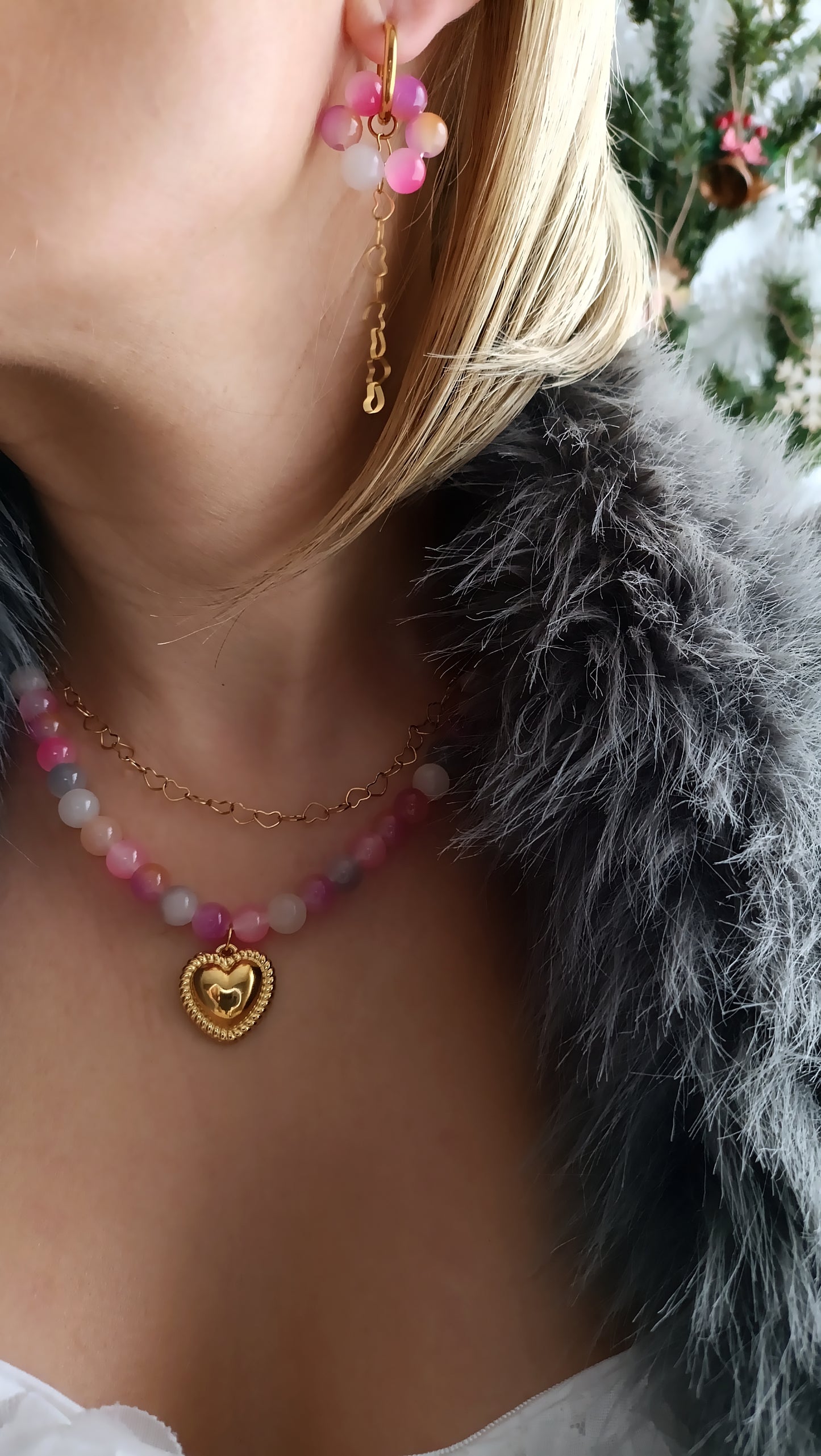 Boucles d'oreilles Irina / Acier inoxydable, perles de verre