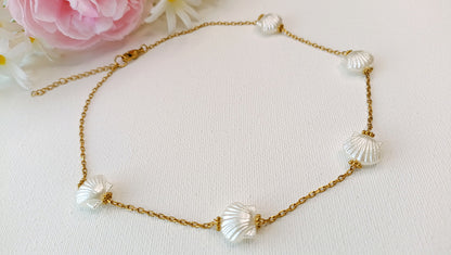 collier femme ras de cou coquillage saint jacques, collier femme printemps été 2026, bijoux femme printemps été 2026pas chers, collier femme de créateur français, bijoux français