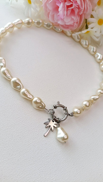 Collier femme grosses perles blanches, pendentifs perle et palmier interchangeables, bijoux femme printemps été 2026 pas chers, site de bijoux femme pas chers, bijoux français pas chers, bijoux femme été 2026 pas chers, bijoux français, site de bijoux acier français, bijoux de créateur français, site de bijoux femme pas cher acier inox, site de bijoux acier inox pas cher, site de bijoux acier pas chers, site de bijoux été 2026 pas chers