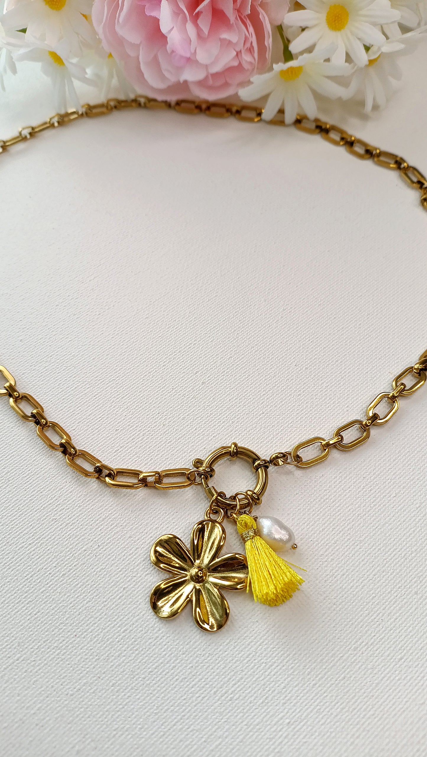Collier Flanerie au soleil  / Création de collier, Acier inoxydable pendentifs interchangeables