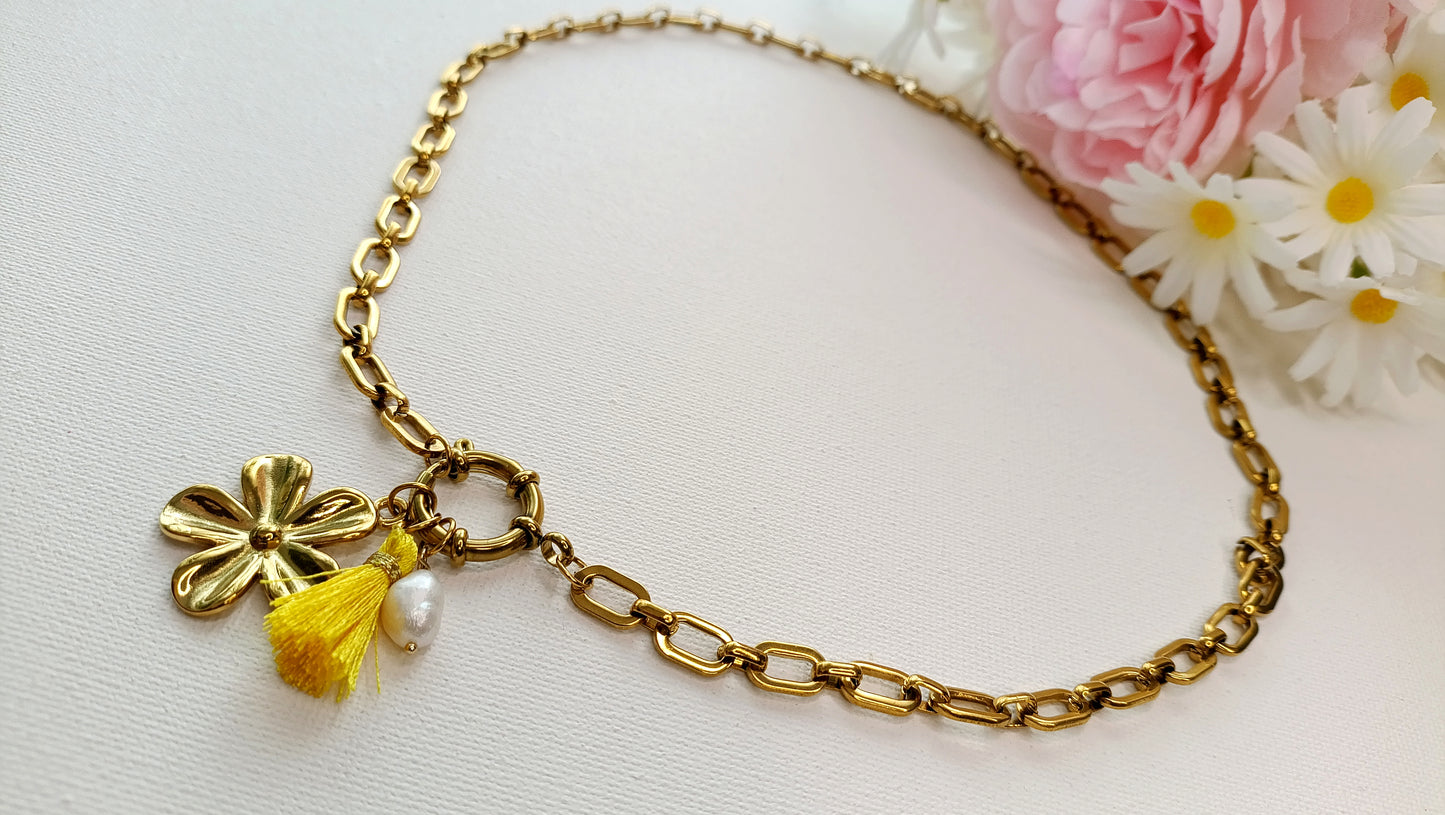 Collier Flanerie au soleil  / Création de collier, Acier inoxydable pendentifs interchangeables