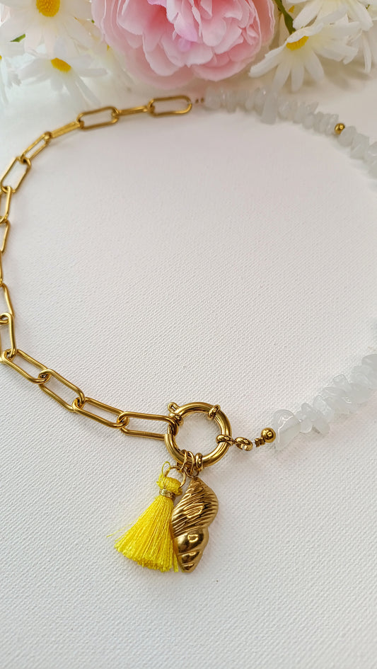 Collier Séjour à Bora Bora / Création de collier, Acier inoxydable pierres naturelles