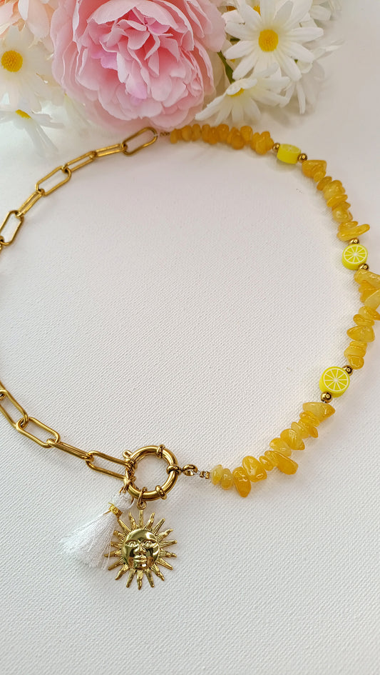 Collier femme en pierres naturelles et maille en acier inoxydable, pendentifs interchangeables, bijoux femme printemps été 2026 pas cher,s, bijoux femme printemps été originaux, bijoux femme printemps été 2026 de qualité