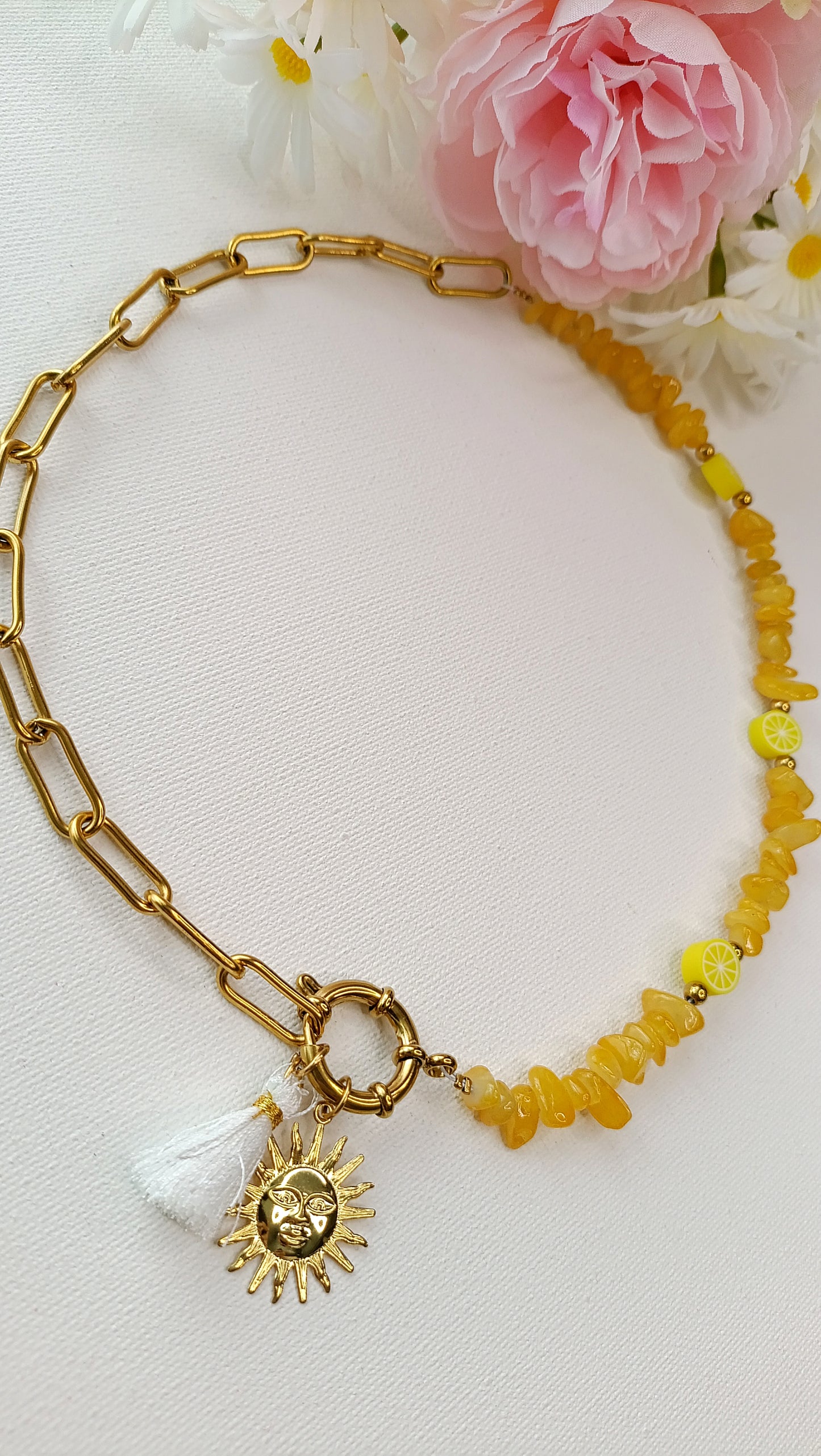 Collier femme en pierres naturelles et maille en acier inoxydable, pendentifs interchangeables, bijoux femme printemps été 2026 pas cher,s, bijoux femme printemps été originaux, bijoux femme printemps été 2026 de qualité