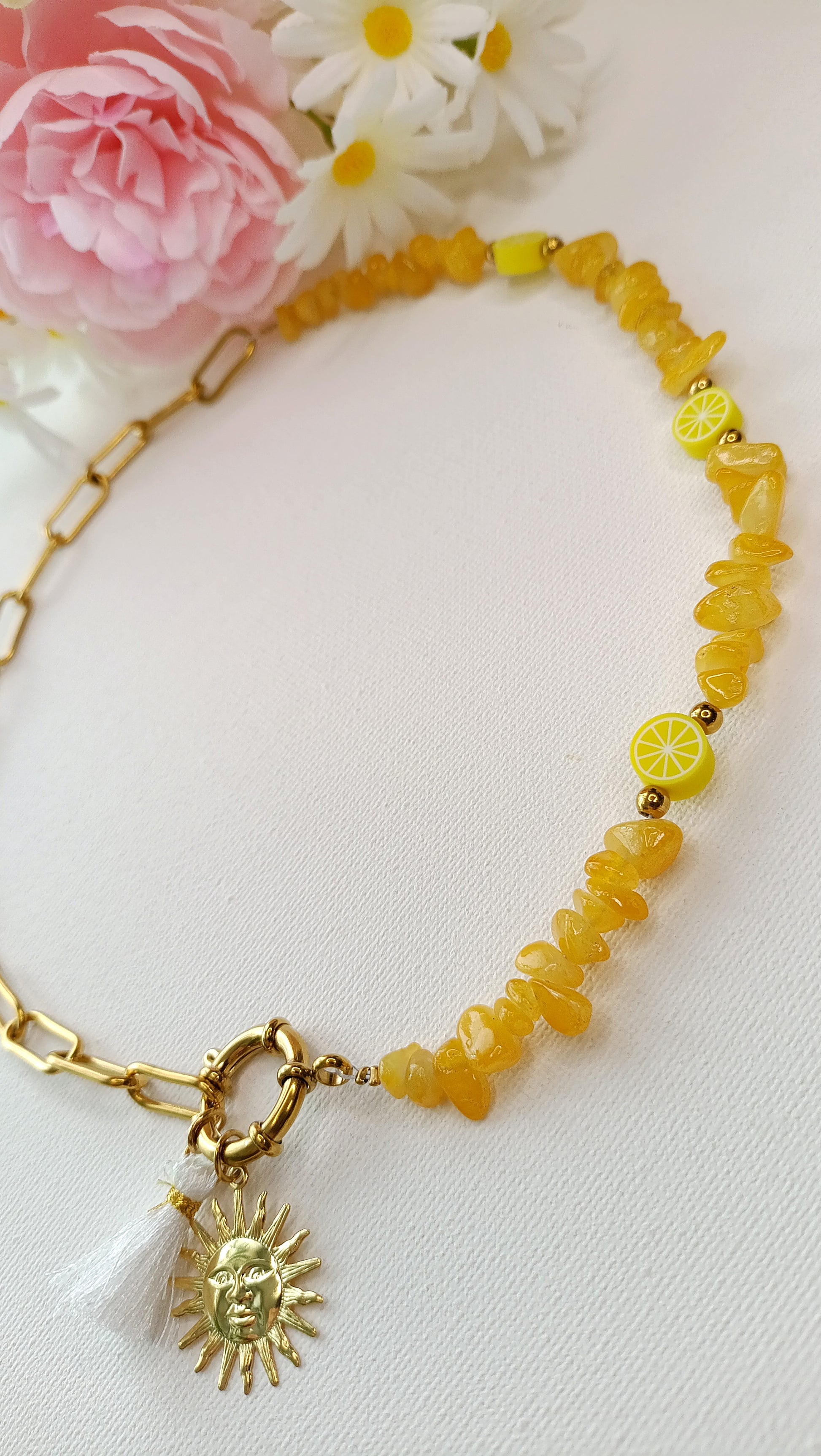 Collier femme en pierres naturelles et maille en acier inoxydable, pendentifs interchangeables, bijoux femme printemps été 2026 pas cher,s, bijoux femme printemps été originaux, bijoux femme printemps été 2026 de qualité