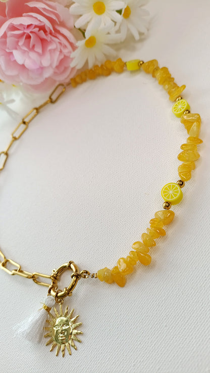 Collier femme en pierres naturelles et maille en acier inoxydable, pendentifs interchangeables, bijoux femme printemps été 2026 pas cher,s, bijoux femme printemps été originaux, bijoux femme printemps été 2026 de qualité