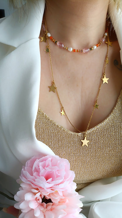 Sautoir femme pendentifs étoiles dorées, bijoux femme printemps été 2026, site de bijoux femme français, site de bijoux femme créateur français, bijoux femme printemps été 2026, site de bijoux acier pas chers, site de bijoux femme été 2026, meilleur site de bijoux acier france, bijoux été 2026 pas chers, Sautoir femme pas cher, sautoir femme en acier inoxydable pas cher, sautoir femme avec pendentif poisson, bijoux femme printemps été 2026 pas chers, bijoux printemps été originaux,