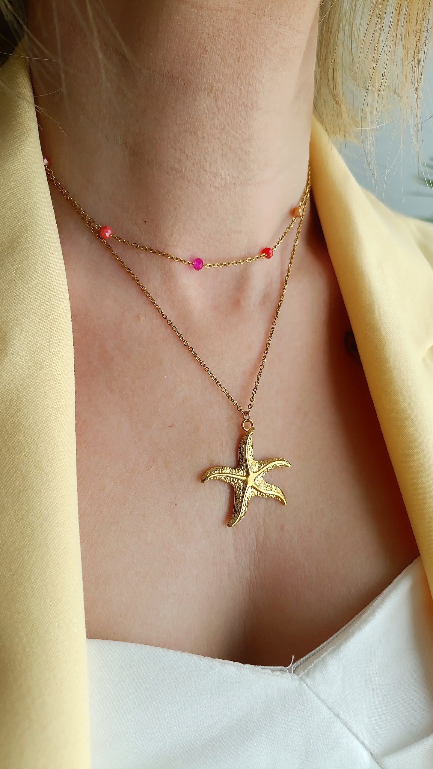 Collier femme étoile de mer simple, collier femme avec une étoile de mer en pendentif, collier femme avec une étoile de mer grosse, collier étoile de mer femme