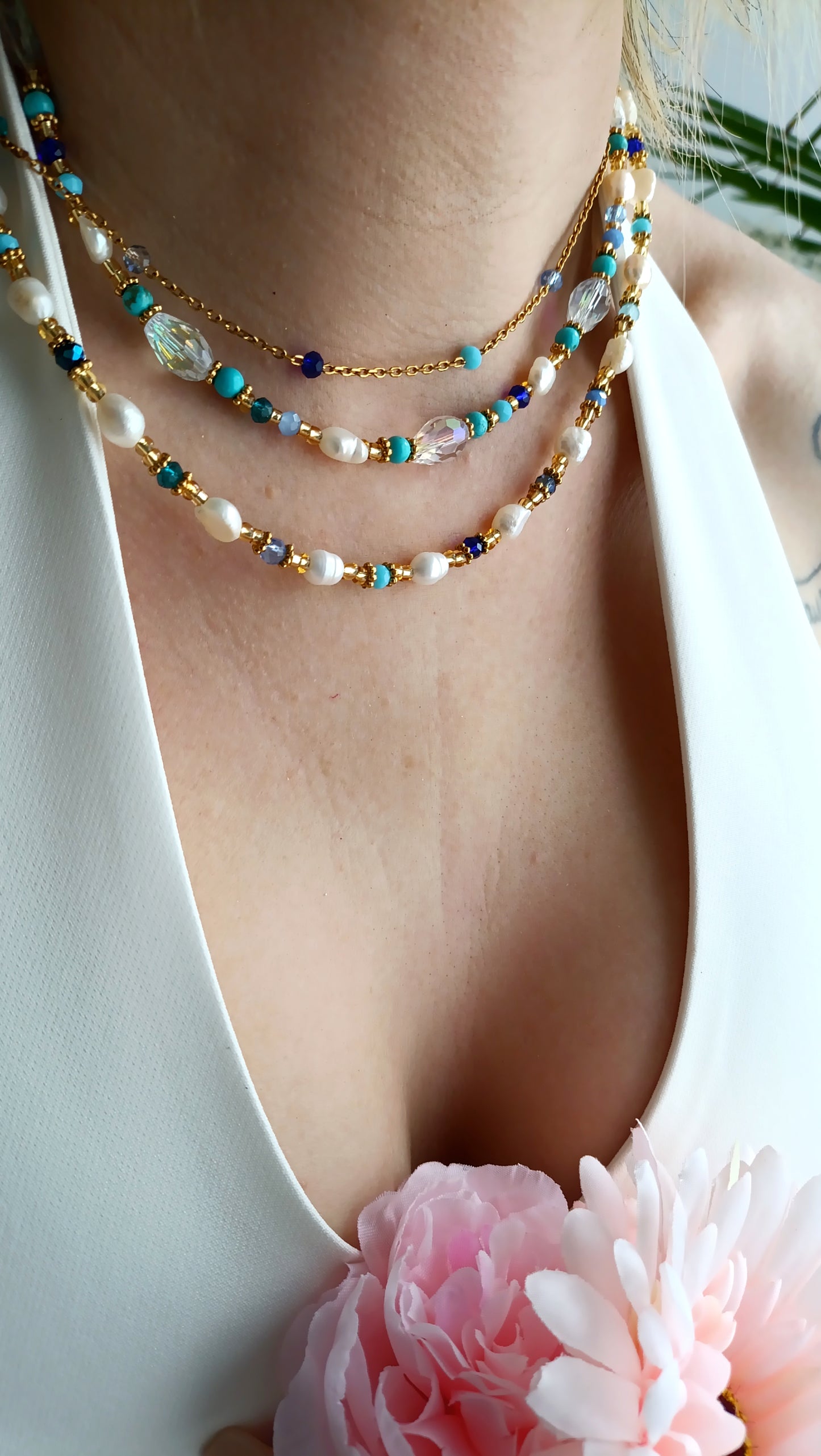 Collier bohème femme pierres naturelles pas cher, bijoux bohèmes femme pas cher, site de bijoux femme bohèmes, collier femme bohème bleu