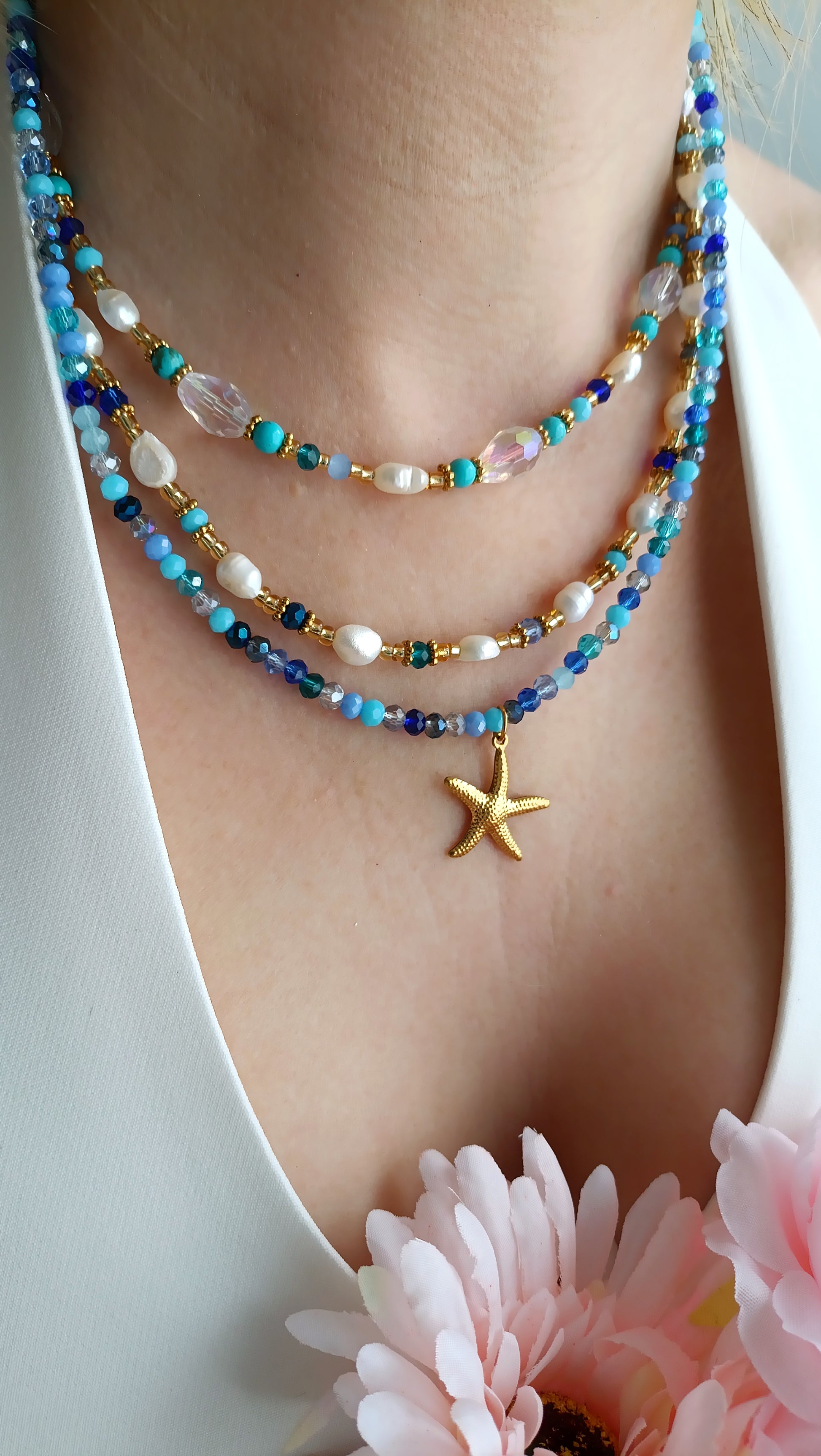 Collier bohème femme pierres naturelles pas cher, bijoux bohèmes femme pas cher, site de bijoux femme bohèmes, collier femme bohème bleu