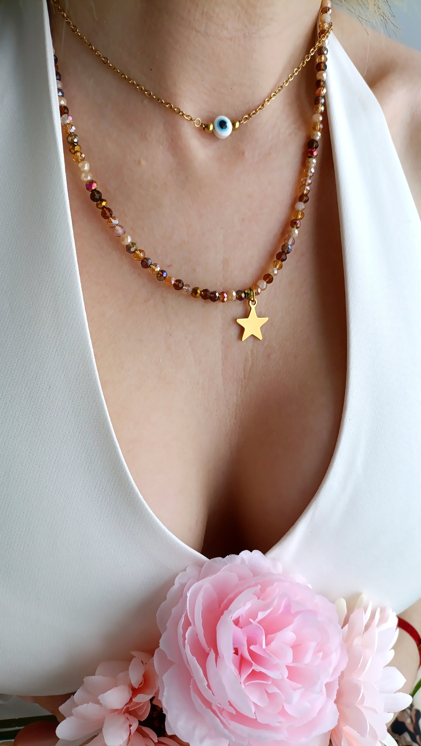 Collier femme perles beiges marrons, pas cher, collier femme perles beiges marrons original, collier femme printemps été 2026 site de bijoux pas cher, site de bijoux de créateur, site de bijoux fiable, site de bijoux de qualité, meilleur site de bijoux fantaisie pas cher, bijoux printemps été 2026, collier femme en perles avec pendentif étoile, collier étoile femme, site de bijoux acier pas chers, site de bijoux acier de qualité, site de bijoux été 2026