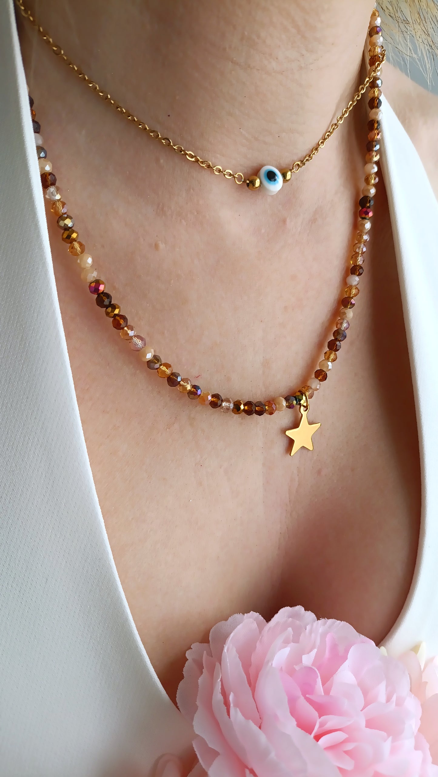 Collier femme perles beiges marrons, pas cher, collier femme perles beiges marrons original, collier femme printemps été 2026 site de bijoux pas cher, site de bijoux de créateur, site de bijoux fiable, site de bijoux de qualité, meilleur site de bijoux fantaisie pas cher, bijoux printemps été 2026, collier femme en perles avec pendentif étoile, collier étoile femme, site de bijoux acier pas chers, site de bijoux acier de qualité, site de bijoux été 2026