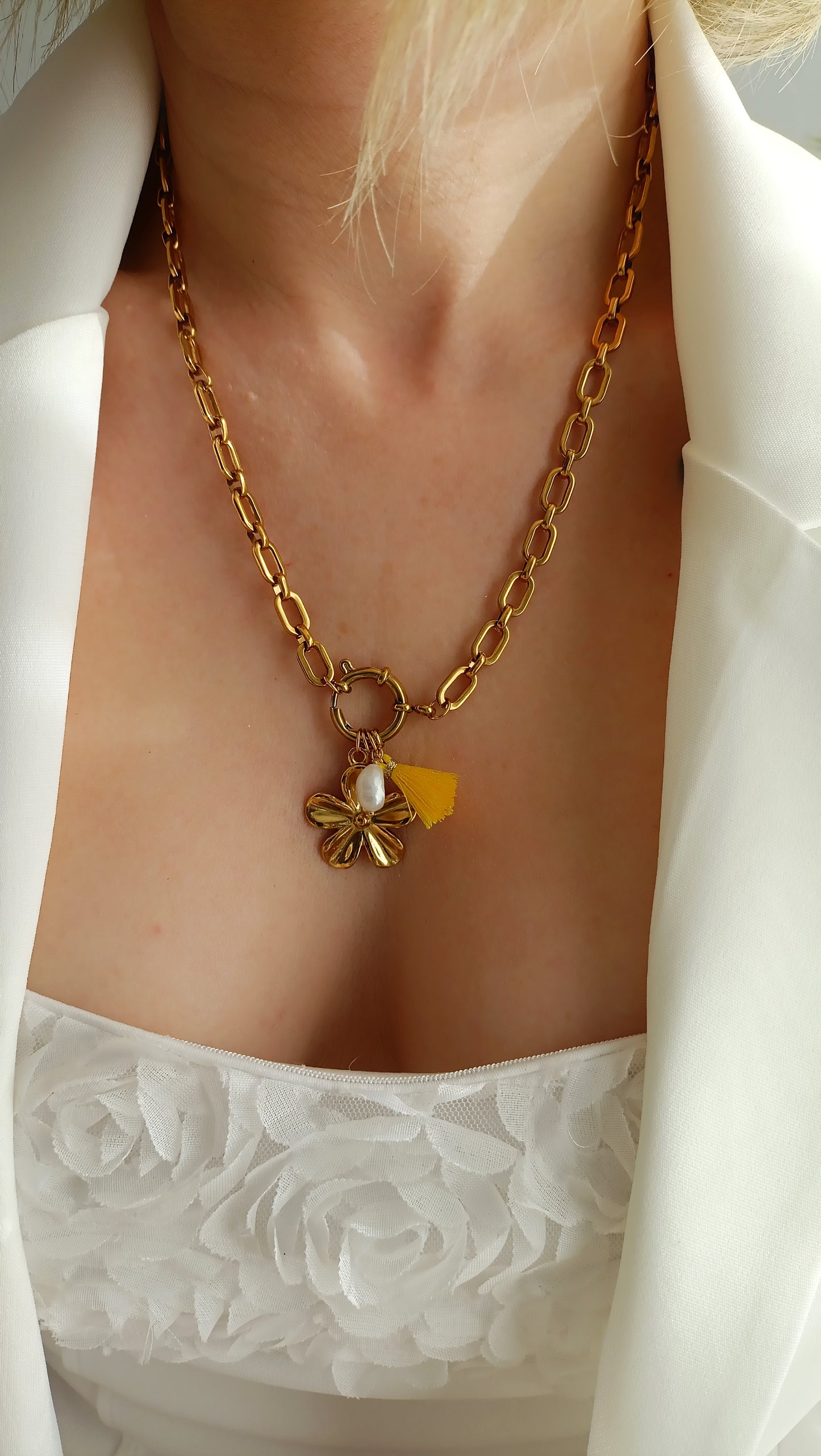 Collier Flanerie au soleil  / Création de collier, Acier inoxydable pendentifs interchangeables