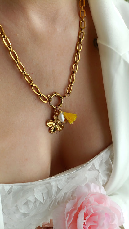 Collier Flanerie au soleil  / Création de collier, Acier inoxydable pendentifs interchangeables
