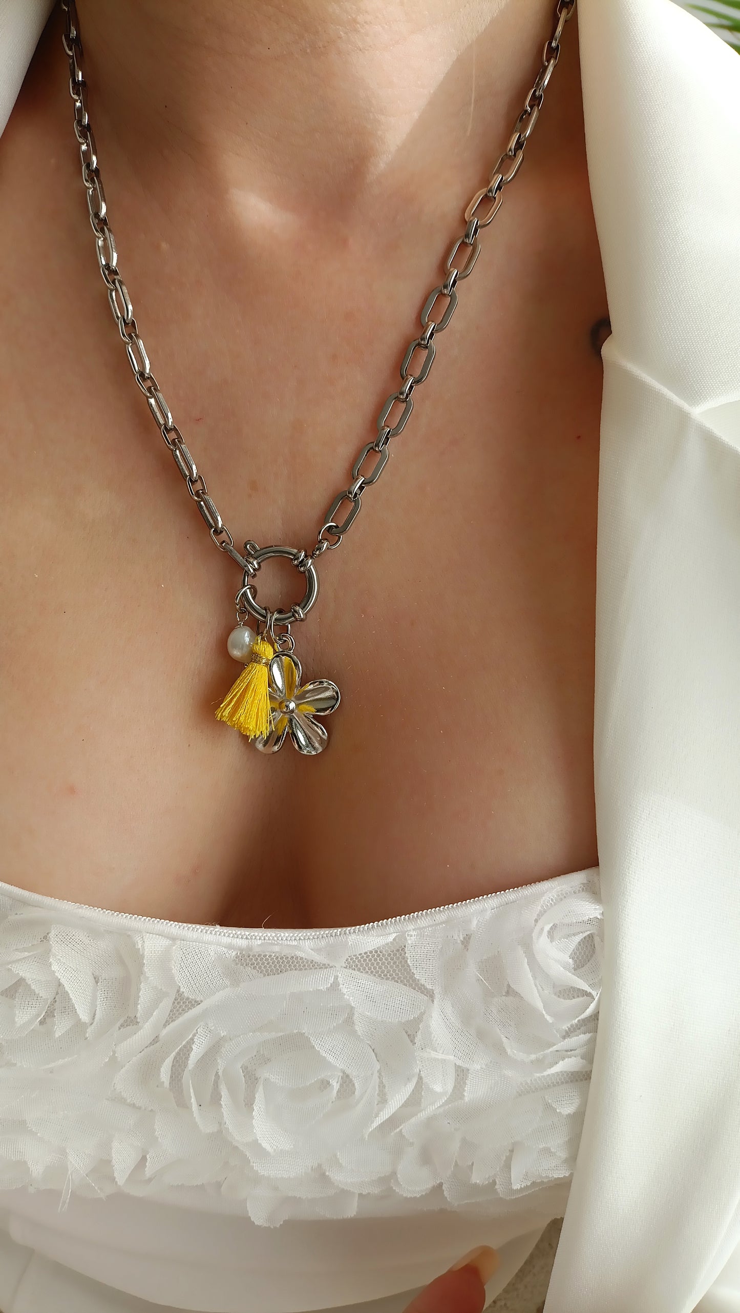 Collier Flanerie au soleil  / Création de collier, Acier inoxydable pendentifs interchangeables
