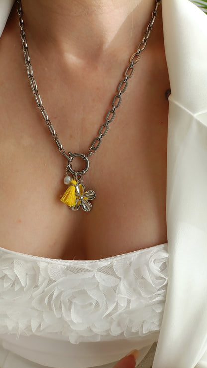 Collier Flanerie au soleil  / Création de collier, Acier inoxydable pendentifs interchangeables