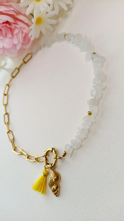 Collier Séjour à Bora Bora / Création de collier, Acier inoxydable pierres naturelles