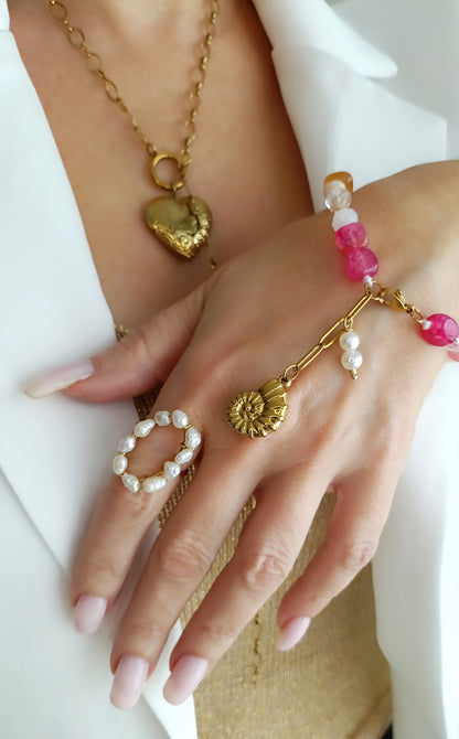 bijoux de créateur français, bijoux artisanaux en acier inox, bijoux artisanaux français abordables, bijoux en acier inox hypoallergéniques, bijoux fantaisie hypoallergéniques, bracelet en perles d'agate fantaisie, site de bijoux de créateur français, site de bijoux en acier inox pas cher, bijoux de créateur français abordables en acier, bracelet en perles d'agate naturelles roses, bracelet grosses perles