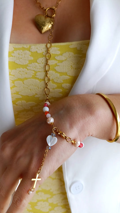 Bracelet Merci... / Création Acier inoxydable, perles de verre, de la nacre