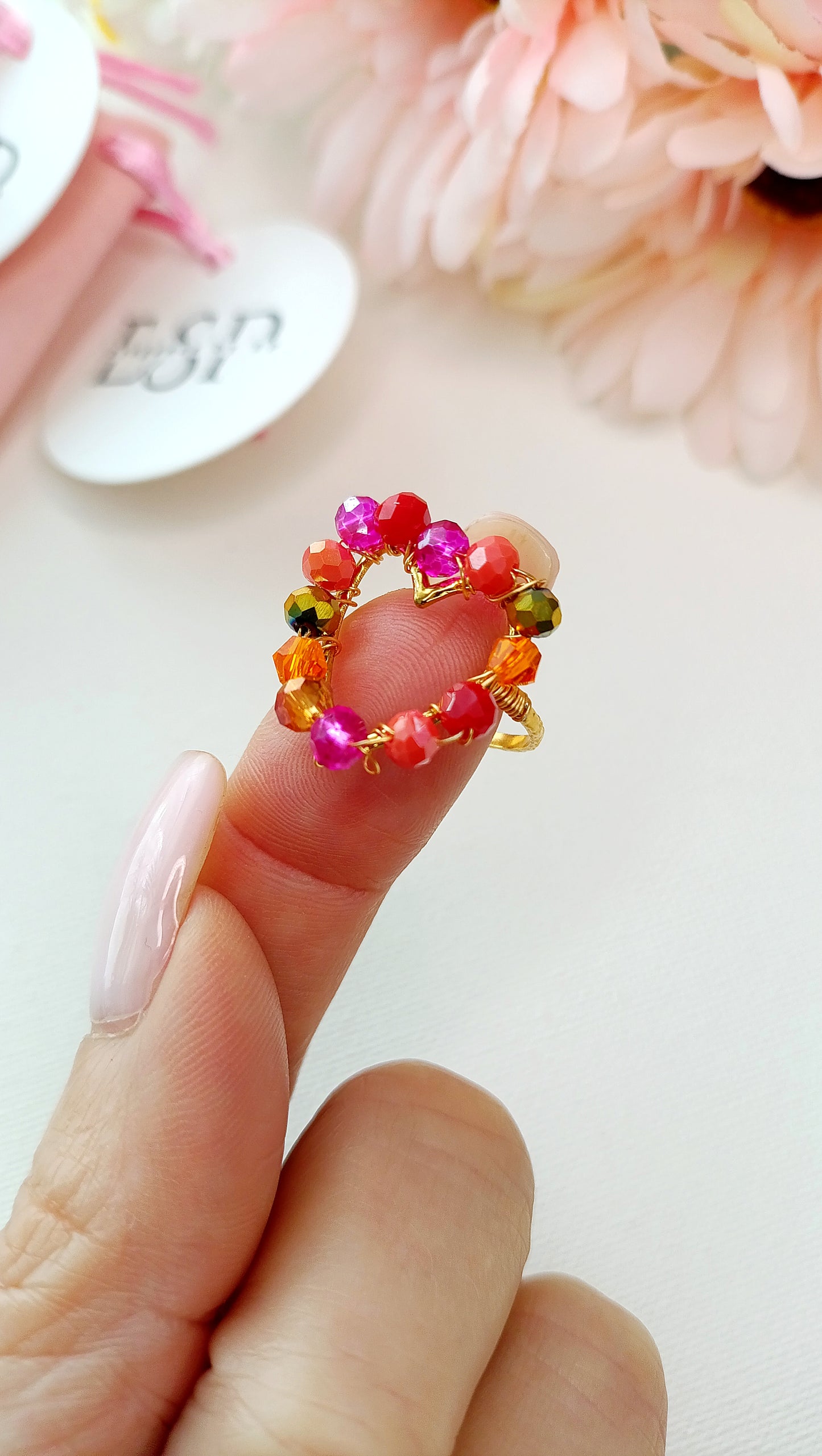 bague fantaisie femme perles, bague fantaisie acier inoxydable pas cher, site de bijoux fantaisie pas chers, site de bijoux de créateur français, bijoux fantaisie hypoallergéniques, bijoux artisanaux français, bijoux de créateur français pas chers, bague femme coeur en perles pas cher, bague femme forme de coeur en perles colorées, bague femme forme de coeur