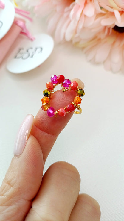 bague fantaisie femme perles, bague fantaisie acier inoxydable pas cher, site de bijoux fantaisie pas chers, site de bijoux de créateur français, bijoux fantaisie hypoallergéniques, bijoux artisanaux français, bijoux de créateur français pas chers, bague femme coeur en perles pas cher, bague femme forme de coeur en perles colorées, bague femme forme de coeur