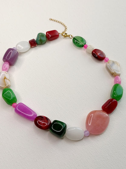 collier grosses perles colorées femme, collier femme grosses perles, collier femme grosses perles de couleurs, collier sezanne, collier femme vintage, collier femme années 70, collier femme années 80, collier femme à grosses perles, collier femme à grande perles