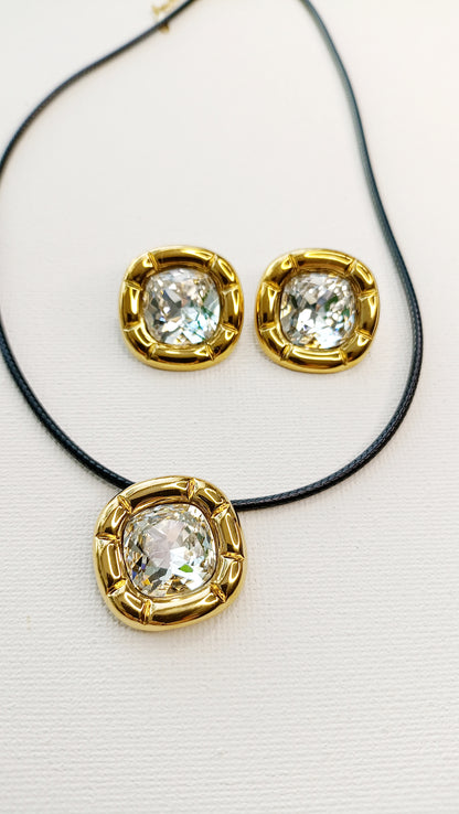 Collier femme plaqué or pierre verte, collier femme plaqué or pendentif perle verte, parure en acier inoxydable pas cher, parure femme plaqué or pas cher