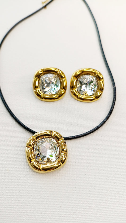 Collier femme plaqué or pierre verte, collier femme plaqué or pendentif perle verte, parure en acier inoxydable pas cher, parure femme plaqué or pas cher