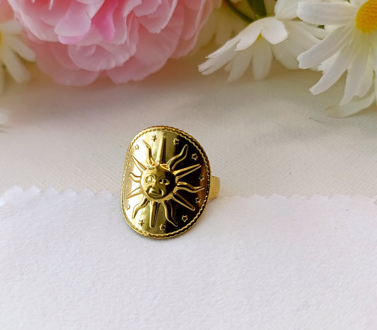 bague femme en acier inoxydable doré or, bague femme en acier inox plaqué or, bague femme fantaisie, bagues femme originales, bagues femme de qualité, bague femme pas chères, bagues femme en acier inox pas chères, bague femme, bague femme unique by m, bague femme aparanjan, bague femme musardise, bague femme manège à bijoux, bagues femme my house of jewels, bague femme bijoux brigitte, bagues femme très belles, bagues femme résistantes, bague soleil femme acier