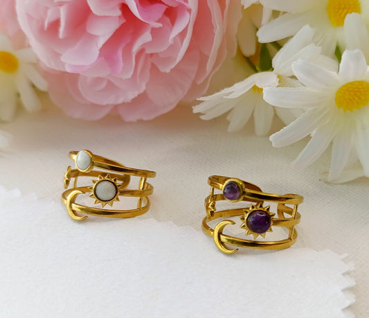 bague femme en acier inoxydable doré or, bague femme en acier inox plaqué or, bague femme fantaisie, bagues femme originales, bagues femme de qualité, bague femme pas chères, bagues femme en acier inox pas chères, bague femme, bague femme unique by m, bague femme aparanjan, bague femme musardise, bague femme manège à bijoux, bagues femme my house of jewels, bague femme bijoux brigitte, bagues femme très belles, bagues femme résistantes, bague étoiles et lune femme acier