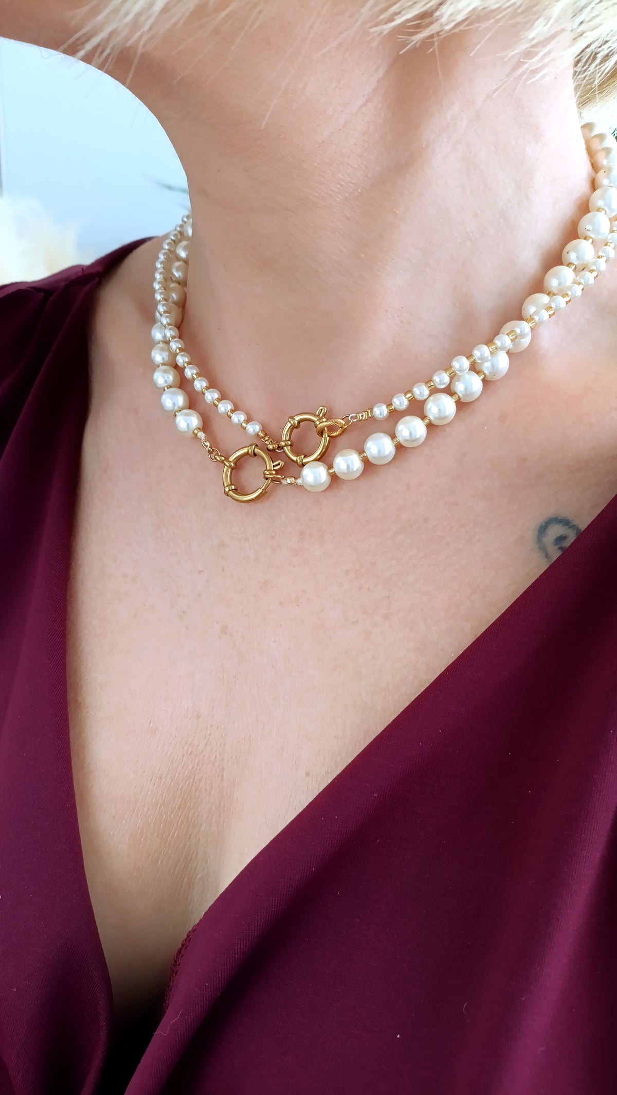 Collier en perles femme, collier perles nacrées femme, collier de créateur, bijoux fantaisie rodez, créateur de bijoux rodez, bijoux rodez, bijoux artisanal rodez, bijoux pas cher rodez