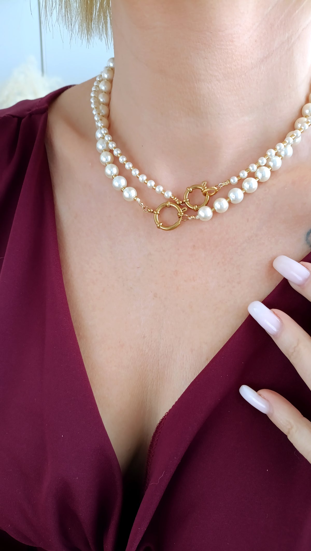 Collier en perles femme, collier perles nacrées femme, collier de créateur, bijoux fantaisie rodez, créateur de bijoux rodez, bijoux rodez, bijoux artisanal rodez, bijoux pas cher rodez