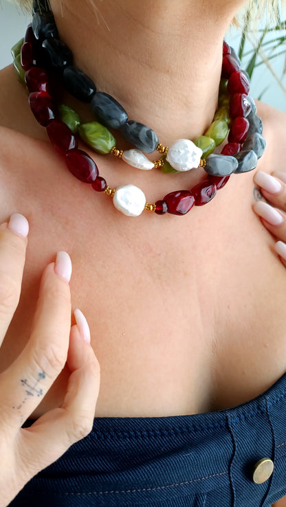 bijoux de créateur rodez, bijoux faits main rodez, bijoux fantaisie rodez, bijoux fantaisie aveyron, bijoux de créateur aveyron, bijoux en acier inoxydable rodez, collier grosses perles rouge et perle d'eau douce, collier grosses perles vertes et perle d'eau douce, collier grosses perles noires et perles d'eau douce, site de bijoux français, site de bijoux en acier inoxydable pas cher