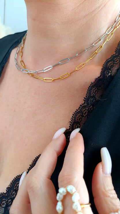 collier femme simple, collier femme maille sans pendentif en acier, collier maile simple femme, bijoux de créateur rodez, bijoux artianaux rodez, bijoux fantaisie rodez, bijoux faits mains rodez