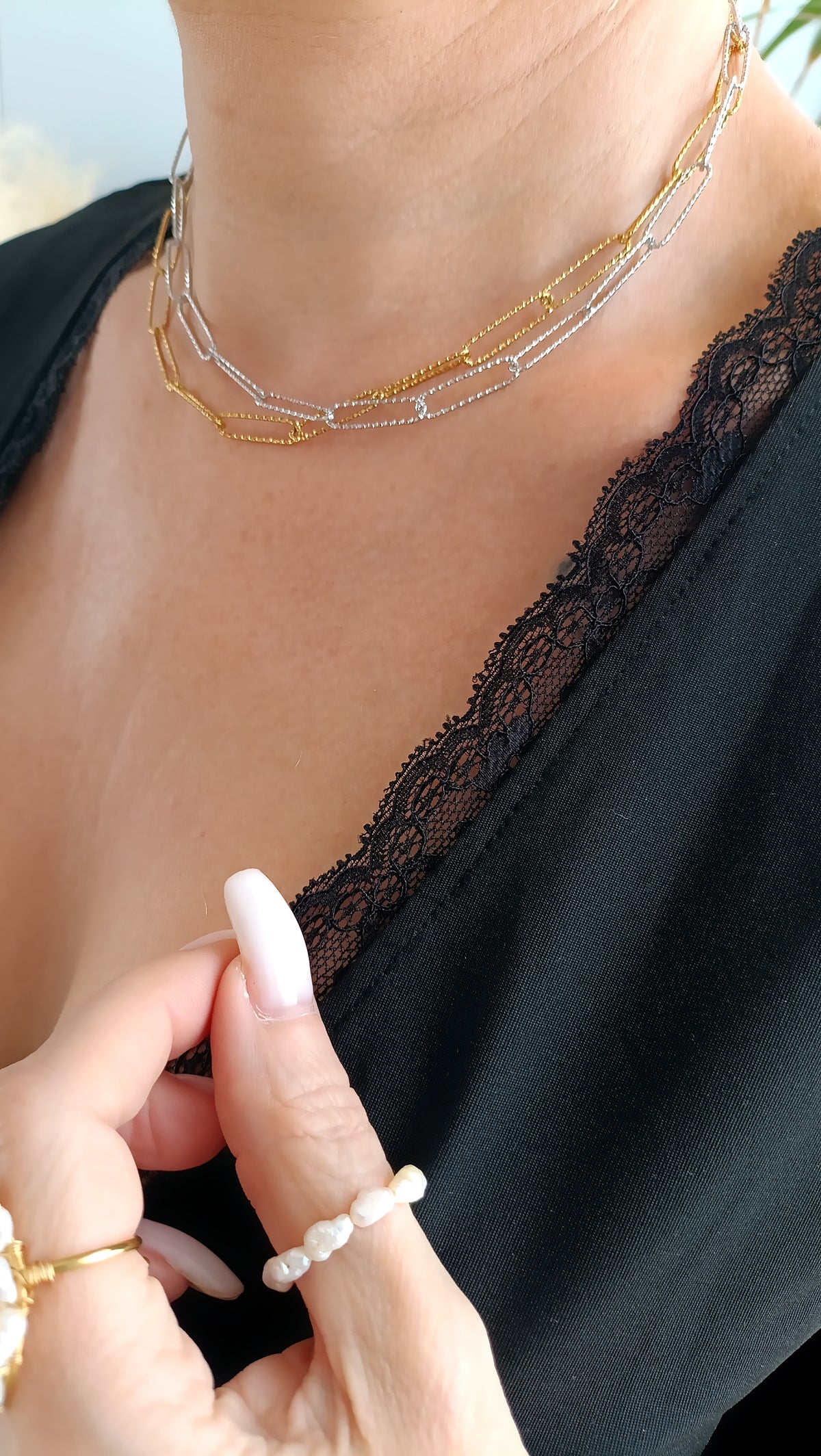 collier femme simple, collier femme maille sans pendentif en acier, collier maile simple femme, bijoux de créateur rodez, bijoux artianaux rodez, bijoux fantaisie rodez, bijoux faits mains rodez