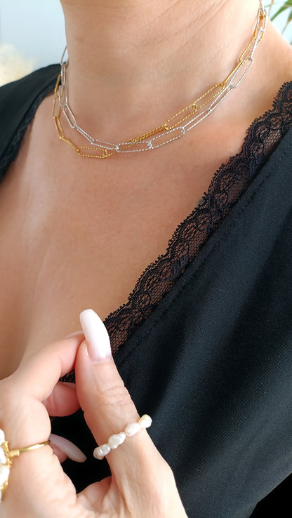 collier femme simple, collier femme maille sans pendentif en acier, collier maile simple femme, bijoux de créateur rodez, bijoux artianaux rodez, bijoux fantaisie rodez, bijoux faits mains rodez