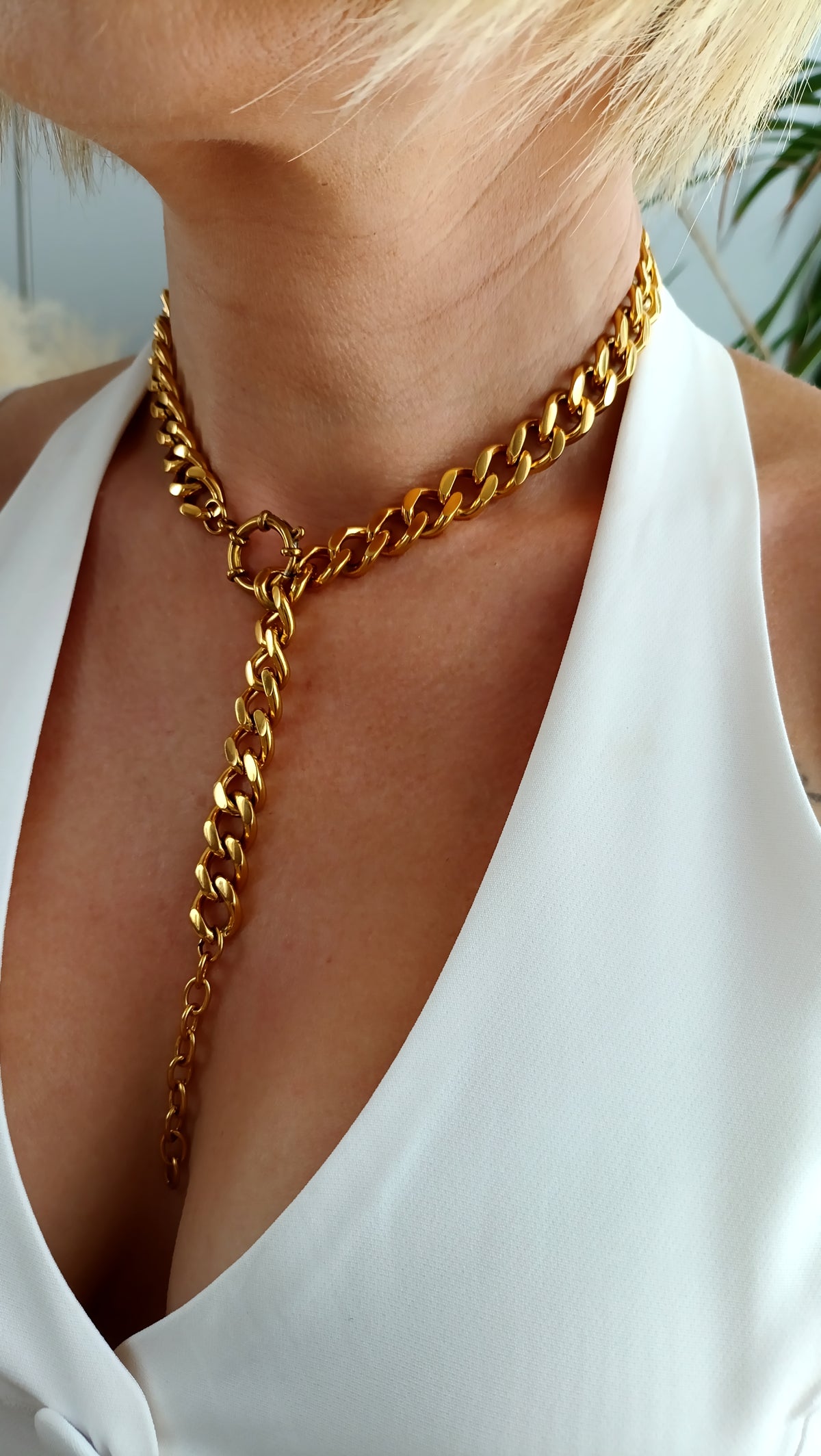 collier à grosse maille femme, collier grosse maille femme, collier grosse maille en acier inoxydable, bijoux fantaisie rodez, bijux de créateur rodez, bijoux artisanaux rodez