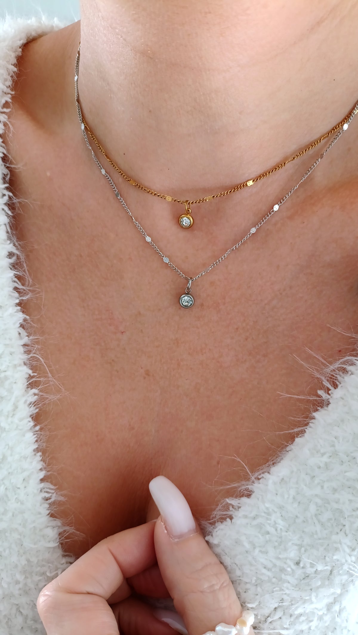 Collier Délicat / Acier inoxydable, oxyde de zirconium