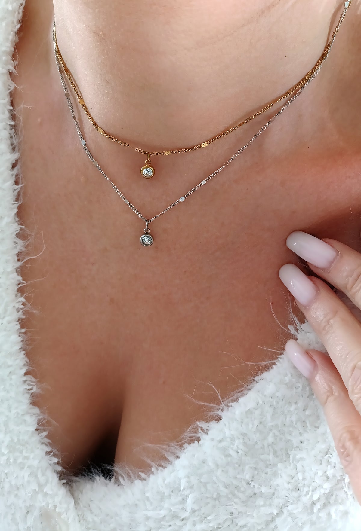 Collier Délicat / Acier inoxydable, oxyde de zirconium