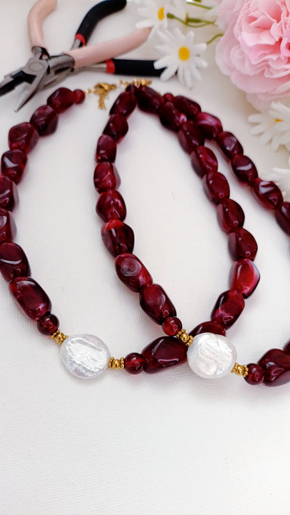 Collier Nature colorée / Acier inoxydable, perles en résine