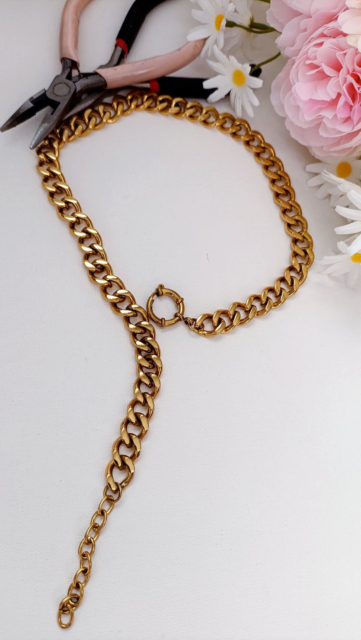collier à grosse maille femme, collier grosse maille femme, collier grosse maille en acier inoxydable, bijoux fantaisie rodez, bijux de créateur rodez, bijoux artisanaux rodez