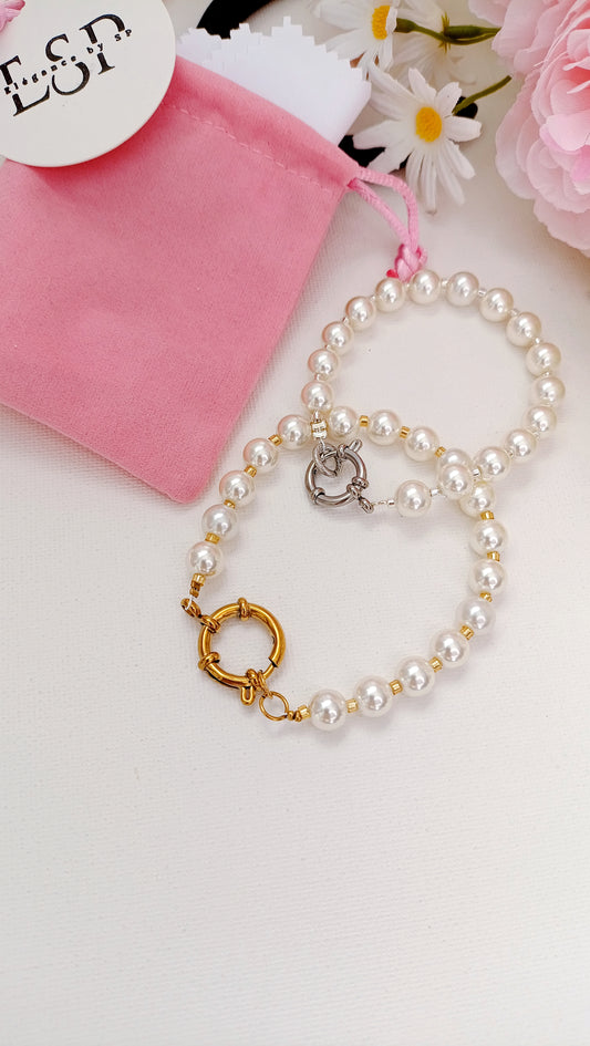 Bracelet Juste pour toi maxi / Acier inoxydable, perles de verre