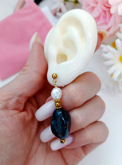 Boucles d'oreilles Nature colorée / Acier inoxydable, perles en résine