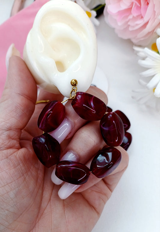 Boucles d'oreilles Nature colorée / Acier inoxydable, perles en résine