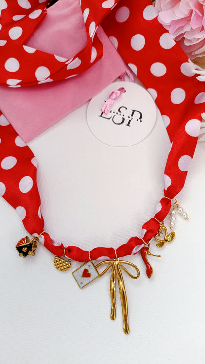 Collier Elégance rouge /  Acier inoxydable, foulard