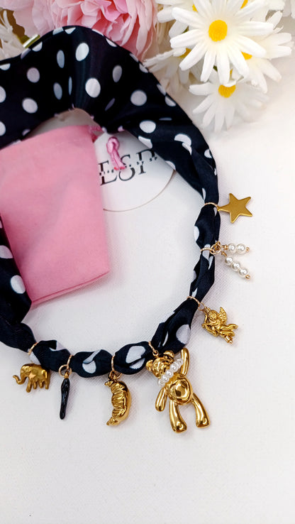 Collier Elégance noir /  Acier inoxydable, foulard