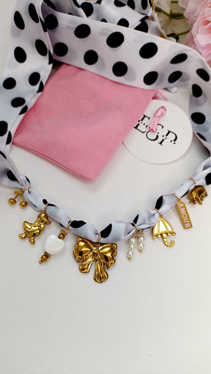 Collier Elégance blanc /  Acier inoxydable, foulard